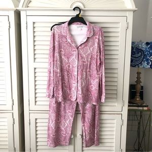 Ladies PJ’s Pink Paisley LS long legs Large Miss Elaine